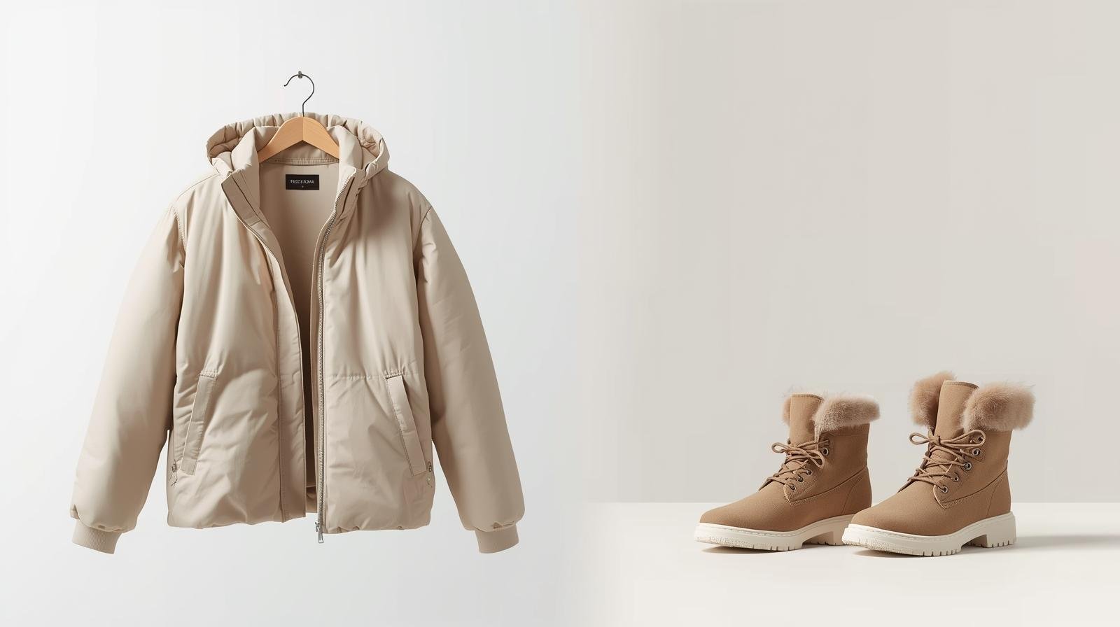 baner do wpisu kurtka i buty na jasnym tle