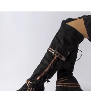 Czarne kozaki na koturnie Novella - Solea