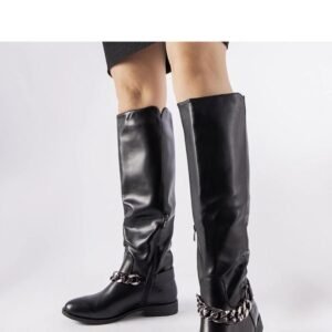 Czarne ocieplane kozaki z łańcuchem Millies - Solea